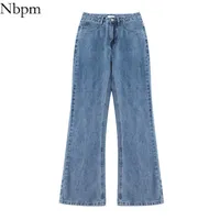 NBPM-Mode Waschen Flare Jeans Denim Streetwear 90er Jahre Hosen Vintage Kleidung Mom Jeans Mädchen Hosen unten Casual Weibliche 210529