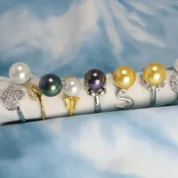 5 pcs moda pérola preta anéis havaianos para mulheres estilo polinésio anel de aniversário anel festa jóias de coquetel