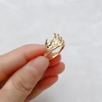 Banhado a ouro 925 esterlina anel de mão design mulher moda jóias de ajuste base 5 peças