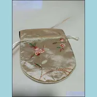 ジュエリーポーチ、バッグ包装陳列花柄ベージュコイン財布小さなギフトシルクバッグ中国民俗ドロップデリバリー2021 0gwov