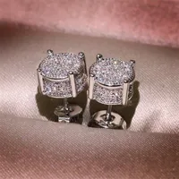 Stud Choucong Hip Hop Earring Vintage Jewelry 925 Sterling Silver Yellow Gold Fill Pave White Sapphire Cz Diamond Sparkling Women Men Earrings for Lover Gift