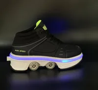 Adolescente estudiante adulto volando rodillo zapatillas de deporte patinaje patinaje a los skings quad 4 ruedas parpadeando convertible llevado USB carga encantadora en línea
