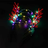 Suministro de Navidad Fresco LED astas Diadema Luminoso Headwear Flash Light Halloween Concierto Performance Fiesta de Boda Juguetes Tocado