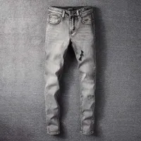 717 Trendy New Crosin Cross Smoky Grey Printed Wash Pants Slitna Slim Legged Jeans för män