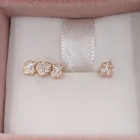 Rose Gold Lees Clasiques Oorbellen met diamanten studberen sieraden 925 Sterling past bij Europees sieradenstijl cadeau Andy Jewel 818523030