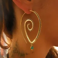 Mode Böhmische Ohrring für Frauen Mädchen übertrieben Ausrüstung Getriebe grün Retro Gold Silber Farbe Hoop Ohrringe