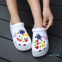 Summer Women Platform Garden Sandals Cartoon Fruit Croc Clogs Ladies Slippers Slip On Girl Beach Shoes Fashion Slides Two Wear 2021