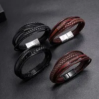 Homens pulseira de couro tecelagem pulseira Bohemia estilo jóias retrô marca designer luxo presente charme pulseiras