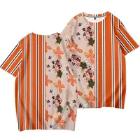 Men&#039;s T-Shirts 2021 Short-sleeved Orange Floral Srtiped Patchwork Print T-shirt Casual Hip-hop Tops Large Size 6XL