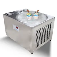 Tezgah 45 cm Pan + 3 Tanklar Kızarmış Rulo Dondurma Makinesi Gıda İşleme Ekipmanları, Auto Defrost, Samrt AI Temp.Controller PCB