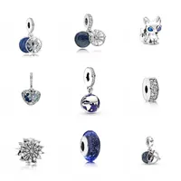2020 Fit Original Pandora Charms Bracelets DIY Women Jewelry New Sky Blue Series Star Moon Butterfly Flower Snowflake Love Beads 812 T2