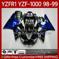 Ciało motocyklowe dla Yamaha YZF R 1 1000 CC YZF-R1 YZF-1000 98-01 Nadwozie 82NO.55 YZF R1 YZFR1 98 99 00 01 1000CC YZF1000 1998 1999 2000 2001 OEM OEM Blue Flames Blk