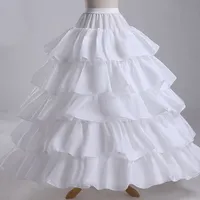Nya Kvinnor 4 Hoops Bridal Petticoats för Ball Gown Bröllopsklänning Ruffles Tyg Underskjorta Vit Bröllop Tillbehör Skräddarsy (Midja Storlek: 23-44Ink Längd: 42inch)