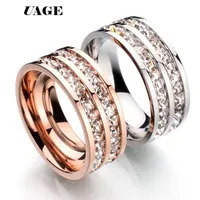 Wedding Rings UAGE Top Quality Concise Zircon Stainless Steel Material Rose Gold Color Ring Never Fade Jewelry