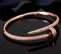 50% Off Nail Bracelets Kvinnor Manschett 18K Guldpläterad Fullständig Diamant Armband Smycken för Lover Presentstorlek 16.5cm med låda hög