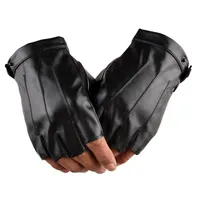 Sports Gloves Climbing Anti Half Finger PU Leather Fingerless Skid Fitness Workout Training Long Keeper Men