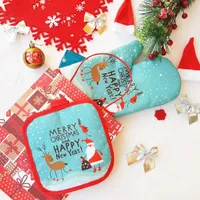 Dekoracje świąteczne 2 sztuk / zestaw Merry Piekarniki Mitts Rękawice anty-gotowanie Pad Xmas Ozdoby Happy Year 2022 Navidad Gifts Natal Deco Noel
