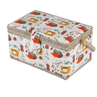 Malas de jóias, sacos de tecido Organizador de cesta de costura com bandeja removível Kit de armazenamento doméstico Sundry Box