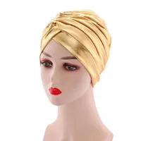 Mütze / Schädelkappen Mode Twisted Afrikanische Indien Hut Glitter Muslim Turban Hijab Weibliche Kopf Wrapps Islam Headwear Turbante Mujer
