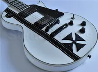 Cruz James Hetfield White Electric Guitar Pickups Active Pickups 9V Battery Caja, Hardware negro