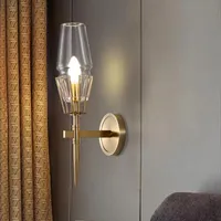 High-end All-Bronze Personality Light Luxury Wall Lamp Creative Single Head Living Room Villa Nordic Crystal