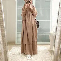 라마단 이슬람기도 의류 세트 여성 후드 히 자브 드레스 길밥 Abaya 스커트 세트 긴 Khimar Djellaba Eid Gown 이슬람 Niqab
