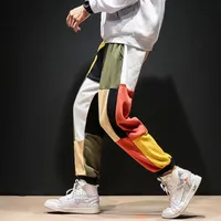 Patchwork Color Harem Pants Men 2021 Mentes Streetwear Casual Joggers para Fashions Hombre Vintage Cotton Sweatpants Men's