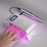 35000RPM 네일 드릴 머신 UV LED 램프 건조기 2에서 1 충전식 손톱 장비 매니큐어 살롱 휴대용 폴리싱 도구