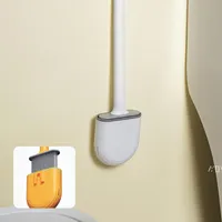 TPR Silikon Tuvalet Fırçası Düz ​​Başkanı Esnek Duvara Monte Depolama Aracı Klozet Temizleyici Fırçalar PAA10893