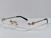 Fashion Eyeglasses Prescription 280088 Rimless 18K Gold Frame Optical Glasses Rensa lins Enkel affärsstil för män med väska