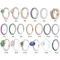 Ny 100% 925 Sterling Silver Ring Fit Pandora Färgglada Kärlek Hjärta Blommor Rose Daisy Ringar För Europeiska Kvinnor Bröllop Original Mode Smycken