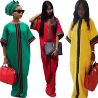 Casual Tradicional Africano Longo Maxi Vestido Verão Impressão Digital Meia Manga Vestidos Vestidos Vestidos Loose Plus Size Women Clothing S-2XL