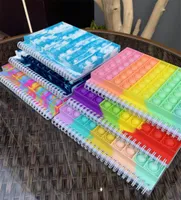 NOWY!!! Krawat Dye Rainbow Fidget Spiral Notebook A5 Push Bubble Cover Notebooks School Papeteria Dzieci Dziewczyny Chłopcy Boże Narodzenie Gift Zabawki Hurtownie DD