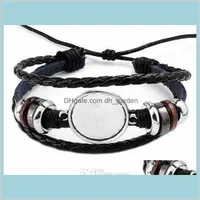 Bracelets de charme mode bricolage multicouche bracelet bracelet bracelet blanc base ajustement de 20mm rond poche de cabochon de cabochon de poche lunette