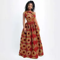 African Clothes 2021 Robe Africaine Fashion Long Dress Split Maxi Dresses Women Dashiki Print DIY Bandage Sleeveless Casual