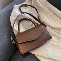 LEFTSIDE Small PU Leather Flap Shoulder Crossbody Bags with Short Handle for Women 2021 Winter Simple Handbags and Purs