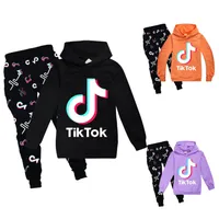Tiktok print hoodies pantalons 2pcs mis pour les adolescents filles dessin animé sweatshirt enfants tracksuit bébé garçons tenues jogger