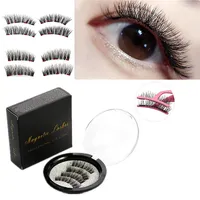 Eyelashes magnéticos 3d reutilizáveis ​​de alta qualidade com 3/4 ímãs Makeup artesanal Eyelash 6 estilos