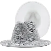 Роскошные алмазные ведра шляпа женщина мужчина горный хрусталь федора шляпы для женщин мужчины Sunhat Sunhats девушка вечеринка вечеринка ночной производительность кепки bling рыболовы