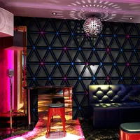 Fonds d'écran Luxury 3D Géométrique Black Wallpaper KTV Room Modern Bar Night Club Decorative Imperproof Pvc Paper Paper P107