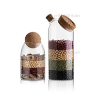 Tapón de corcho de frascos de botellas de almacenamiento, borosilicato de vidrio transparente de vidrio, cocina, tanque de cereales, té, tanque