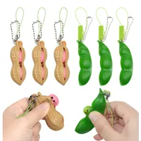 Kawaii Squishy Peanut Unlimited Pea Pods Squeeze Peas Sensory Fidget Toys Edamame Keychain Stress Relief Ball Decompression Toy Cute Mochi Soothe the Mood