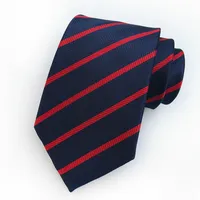 Mans Neck Tie Red Navy Blue Striped Silk Tie for Man 8cm Gingham Ties Formal Business Gravata Casual Wedding Party Tie