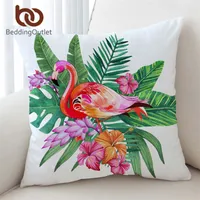 Cuschion/almohada decorativa Beddiningoutlet Flamingo Coushion Cushion Case Floral Plant Troz Girls Pink and Green Decorative Covers