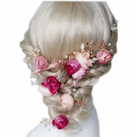 DWWTKL Rose Headpieces Set Flower Hoofdtooi Sieraden Bruid Accessoires, hoofddeksels voor bruiloft of feest