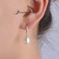 Real natural pearl earrings for women 925 silver white freshwater drop earring 220114