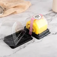 100 unids de plástico transparente transparente caja de regalo huevo-yema de huevo contenedor de hojaldre pastel de luna empaquetado Caja de pastel de navidad Partidor de contenedor de fiesta Y0712