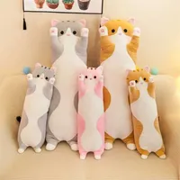 50-130cm 플러시 장난감 동물 고양이 귀여운 창조적 인 긴 소프트 장난감 사무실 휴식 낮잠 잠자는 베개 쿠션 아이들을위한 박제 선물 인형 220209