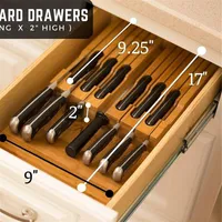Bloque de cuchillas de bambú en el cajón en el cajón de los Estados Unidos tiene 12 cuchillos y 1 acero de afilado (no incluido) A09