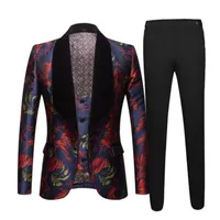 Erkek Takım Elbise Blazers Patlayıcı Suit Üç Parçalı Hayvan Desen Jakarlı Konak Sahne Gelinlik Ropa de Vestir Para Hombre Elegante